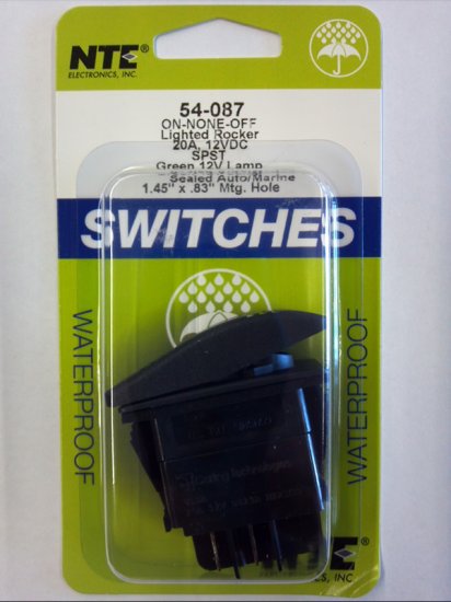 Green 12V Inc Lighted Rocker Switch SPST On-None-Off 12V 20A