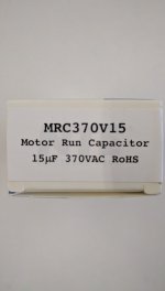 15uF 370VAC Motor Run Capacitor AC Metallized .25" 4-Way Q.C.