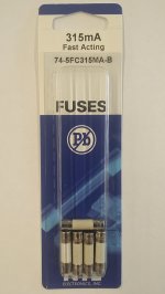 0.315 Amp (315mA) GDA Ceramic Fuse (5Pk) Fast Acting 5x20mm