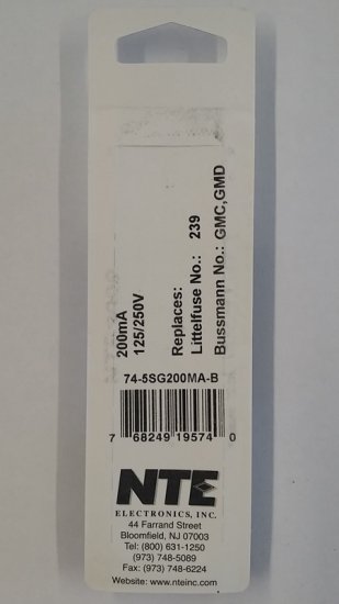 0.2 Amp (200mA) GMD Glass Fuse (5Pk) Slow Blow 5x20mm