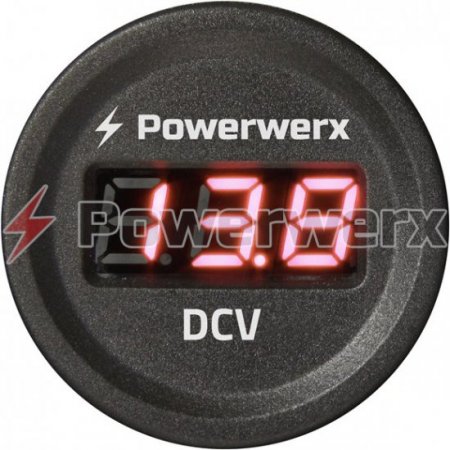 Powerwerx Panel Mount Digital Red Volt Meter for 12/24VDC