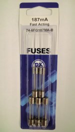 0.187 Amp (187mA) 3AG Glass Fuse (5Pk) Fast Acting 6x30mm NTE