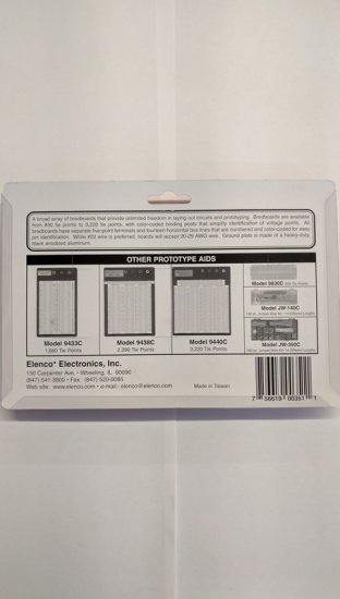 830 Tie Point Breadboard w/3 Binding Posts