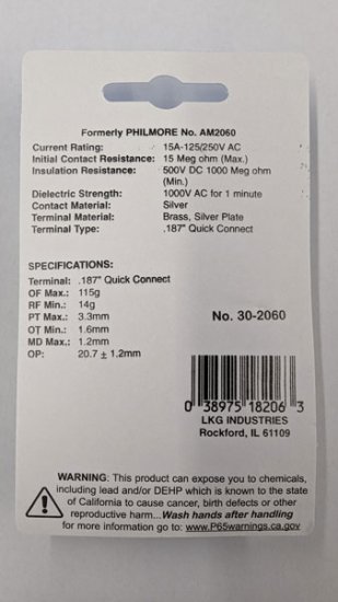 Mini Snap/Roller Lever SPDT 15A-125/250VAC