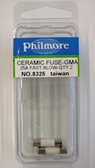 25 Amp (GDA) Ceramic Fuse (2Pk) Fast Acting 5x20mm