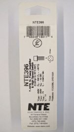 NTE396 T-NPN, Si, Power Amp, High Speed Switch (Compl to NTE397)