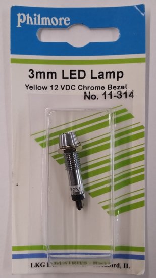 3mm Yellow LED in Recessed Chrome Bezel (12V)