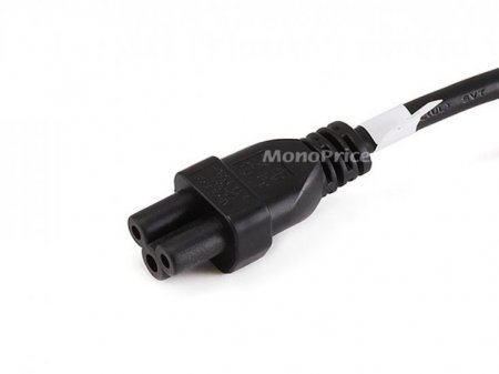 10Ft Black 18AWG AC Cord, NEMA 5-15P to IEC 60320 C5 Mouse Ears