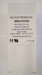 5/60uF 370VAC Motor Run Cap Dual Capacitance Round Case .25" QC