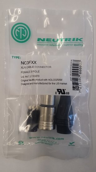 Neutrik XLR3F 3 Pole Female Connector Nickel Housing Silver Con