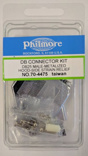 DB25 Male Connector Kit (Solder Type) Metalized Plastic Hood