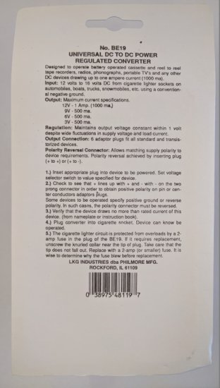 Universal 12VDC Converter 3,6,9,12VDC