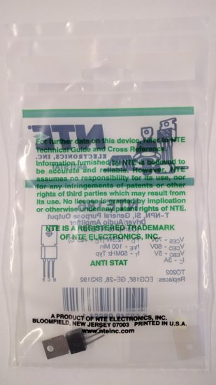 NTE186 T-NPN, Si, Gen Pur Output Drv/Audio Amp (Compl to NTE187)