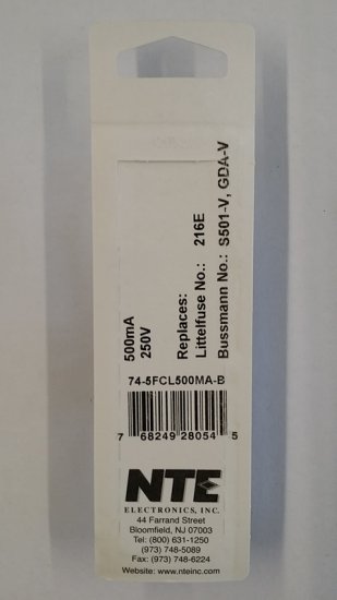 0.5 Amp (500mA) GDA-V Axial Ceramic Fuse (5Pk) FastActing 5x20mm