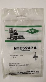 NTE5247A Zener Diode 6.8V 50W, DO-5 Anode Case
