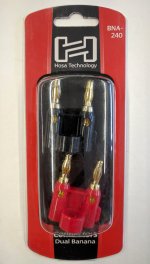 Connector, Dual Banana, Wide Opening, Gold Plated (2Pk)