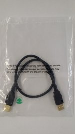 1.5Ft Black USB 2.0 A Male to A Male 28/24AWG Cable (Gold)