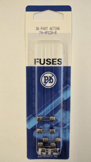 3 Amp (2AG) Fuse (5Pk) Fast Acting 4.5x15mm