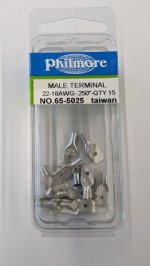 Quick Connect Male Non-Insulated 22-18Awg 0.250" (15Pk)