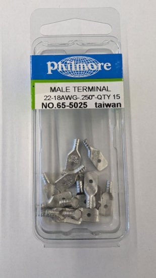 Quick Connect Male Non-Insulated 22-18Awg 0.250" (15Pk)