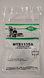 NTE1115A IC, Audio Power Amplifier, 7W, 12-Lead DIP w/Tab Down