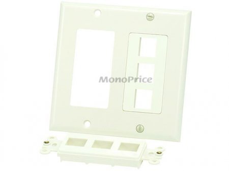 2-Gang Wall Plate for Keystone, 6 Hole - Ivory