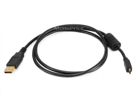 3Ft Black USB 2.0 A Male to Micro-B 5pin Male Cable w/ Ferrite