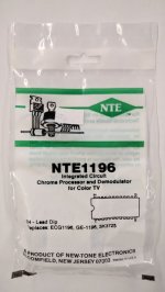 NTE1196 IC, Chroma Processor/Demodulator Color TV, 24-Lead DIP