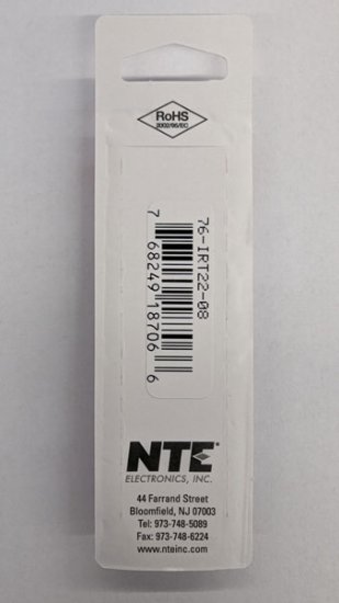 Ring Terminal Insulated Vinyl (PVC) 22-18Awg #8 Stud (10Pk)