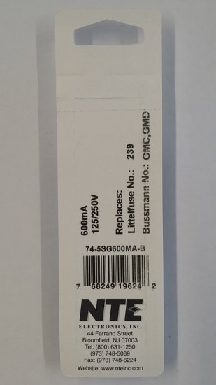 0.6 Amp (600mA) GMD Glass Fuse (5Pk) Slow Blow 5x20mm