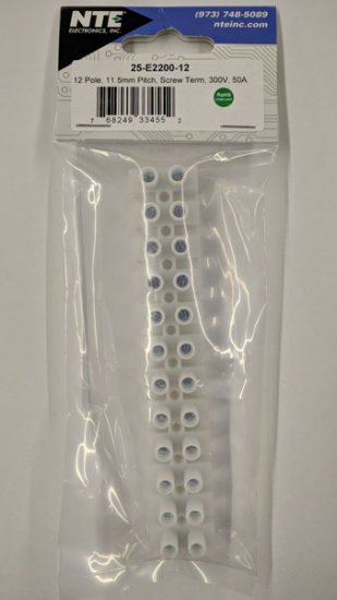 12-Pole 50Amp 300V Euro Terminal Block 11.5mm Pitch 14-8Awg