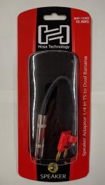 Speaker Adaptor Hosa 1/4in TS to Dual Banana Red 16Awg