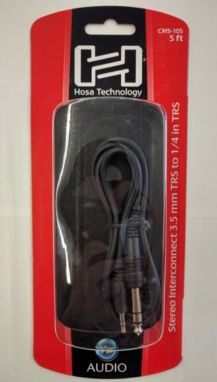 5Ft Stereo Interconnect Cable 3.5mm TRS to 1/4in TRS