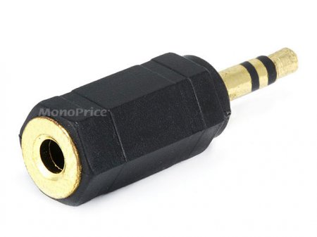 (3.5mm) 1/8" Mono Jack to (3.5mm) 1/8" Stereo Plug Adapter(Gold)