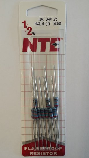 10K Ohm 0.5 Watt Metal Film Resistor (10Pk) 2% Tolerance