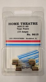 15 Amp 32V Gold (AGU/5AG) Glass Fuse 13/32" x 1-1/2" (2Pk)
