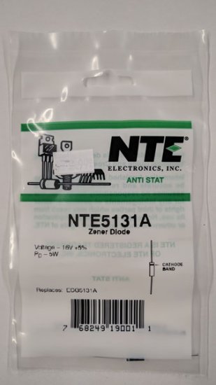NTE5131A Zener Diode 16.0V 5W Axial Leaded
