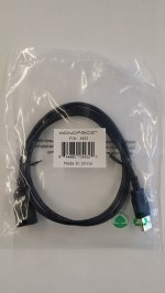 3Ft Black USB 2.0 A Male to A Female Ext. 28/24AWG Cable (Gold)