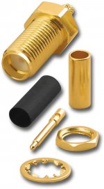 RP-SMA Jack 3-Piece Crimp-On RG-174 RG-316/U (Gold)