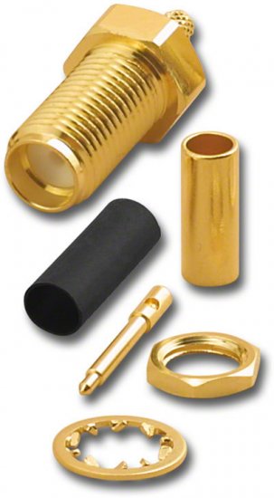 RP-SMA Jack 3-Piece Crimp-On RG-174 RG-316/U (Gold)