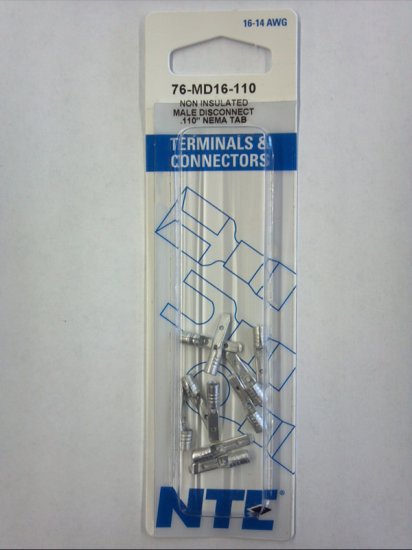 Quick Connect Male Non-Insulated 16-14Awg 0.110" (10Pk)