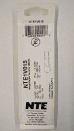 NTE1V015 MOV 15V RMS, 8.5mm, 1.0 Joules, ITM=250A, VCL=52V