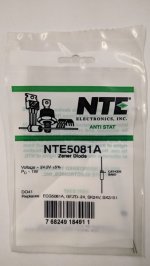 NTE5081A Zener Diode 24.0V 1W, DO-41/DO-15 (2Pk)