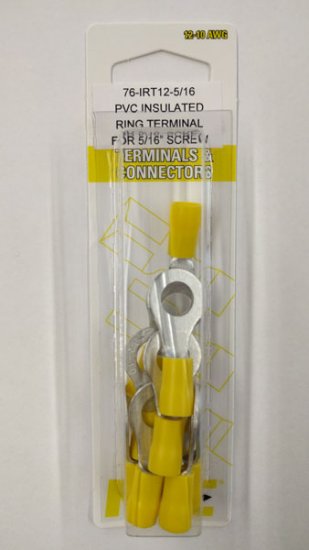 Ring Terminal Insulated Vinyl (PVC) 12-10Awg 5/16" (10Pk)