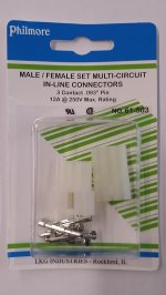 3 Pin Male/Female Pair 0.093" Pins 12A Mated Housings (Molex)