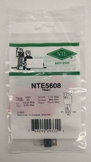 NTE5608 TRIAC, 400V 8A, TO-220