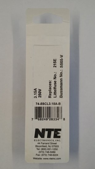 3.15 Amp (S505-V) Axial Ceramic Fuse (5Pk) Slow Blow 5x20mm