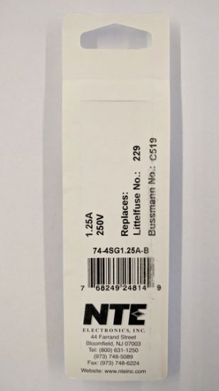 1.25 Amp (2AG) 4.5x15mm Fuse (5Pk) Slow Blow