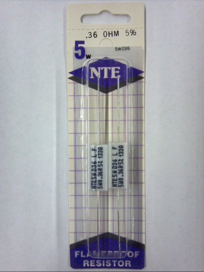 0.36 Ohm 5W Cerment Power Wirewound Resistor (2Pk) 5% Tolerance