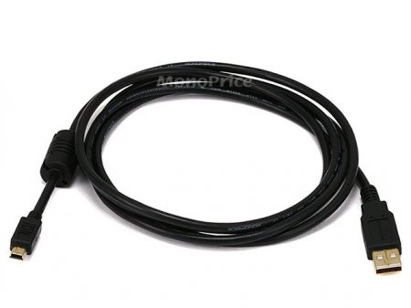 3Ft Black USB 2.0 A Male to Mini-B 5pin Male Cable w/ Ferrite